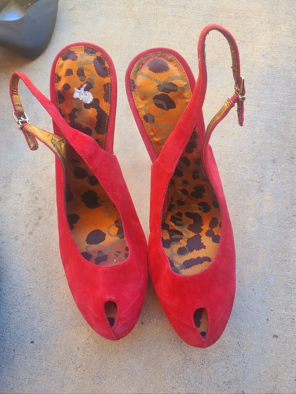 Sam Edelman Red Suede Peep-Toe Slingback Heels - Women